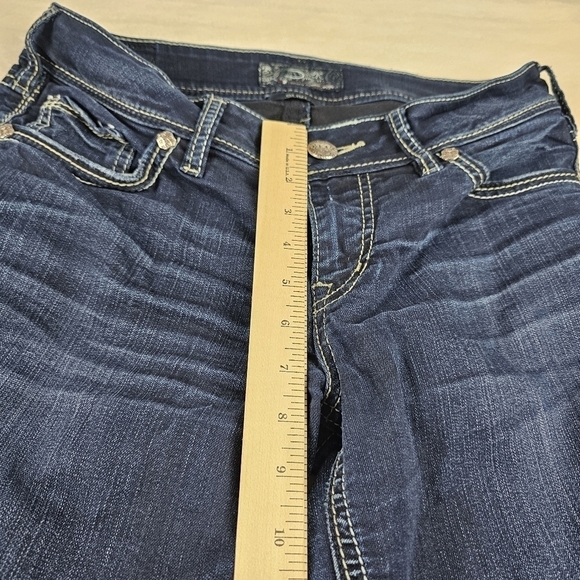 Silver Jeans W29 L31 Suki Mid Rise Slim Boot Dark womens wash denim thick stitch - Picture 2 of 13